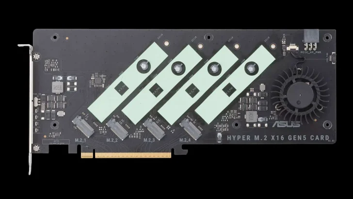 Asus släpper PCI Express 5.0-kort för fyra SSD-enheter – upp till 64 GB/s hastighet