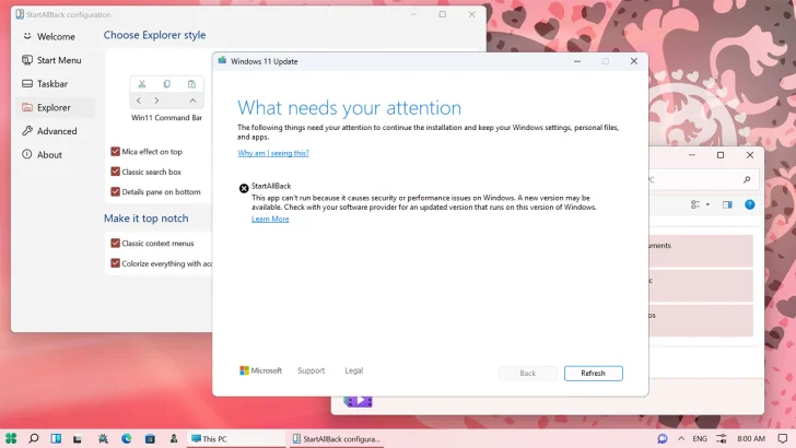 Microsoft blockerar uppdateringar för användare med Startallback