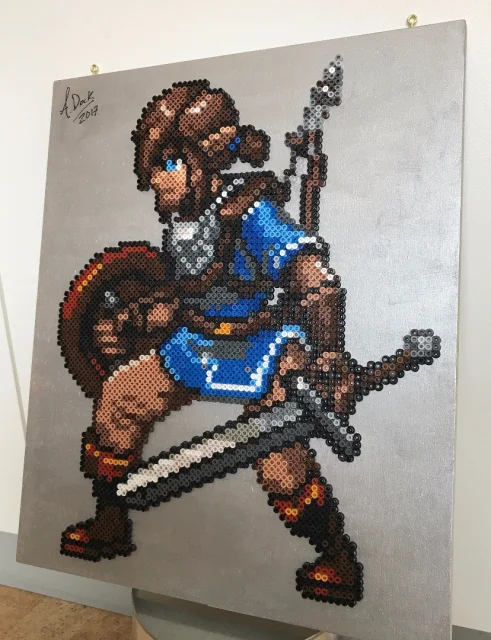 Pixel Art - Link BOTW (Zelda) på tavla i trä