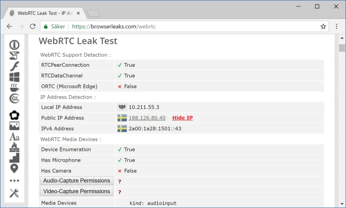 WebRTC Leak Test