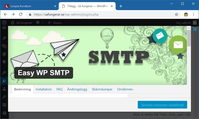 Wordpress inbyggda e-postfunktion byts med fördel ut mot Easy WP SMTP.