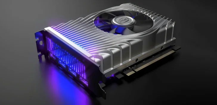 Intel DG1 på renderade bilder – metallhölje och blått ljus
