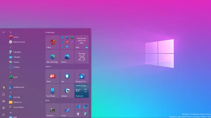 Microsoft visar omdanad startmeny och justerad fönsterväxlare i Windows 10
