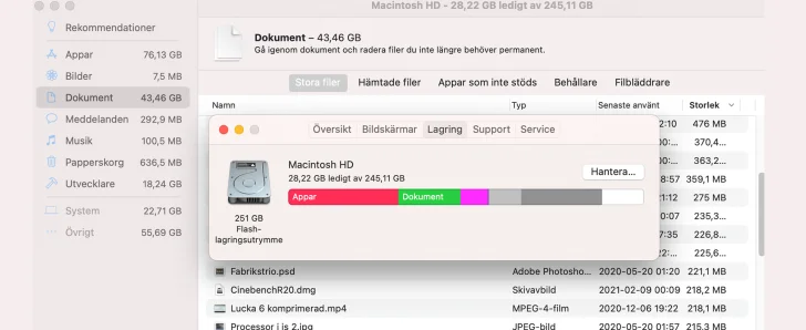 Lagringsproblem hos M1-baserade Macbook dissekeras
